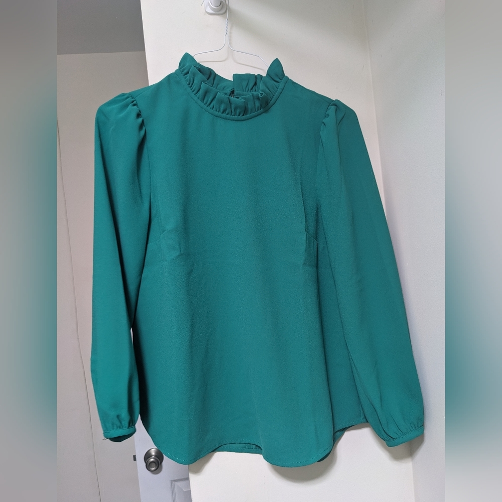 Kelly green long sleeve blouse